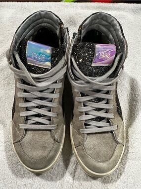 P448 Women's Black Glitter Skater high top
